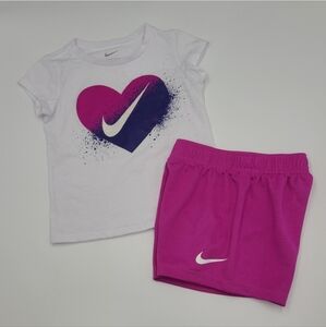 Nike girls' heart tee and shorts size 3T